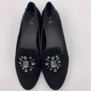 Simply Vera Wang Black Beaded Flats Sz 9 1/2